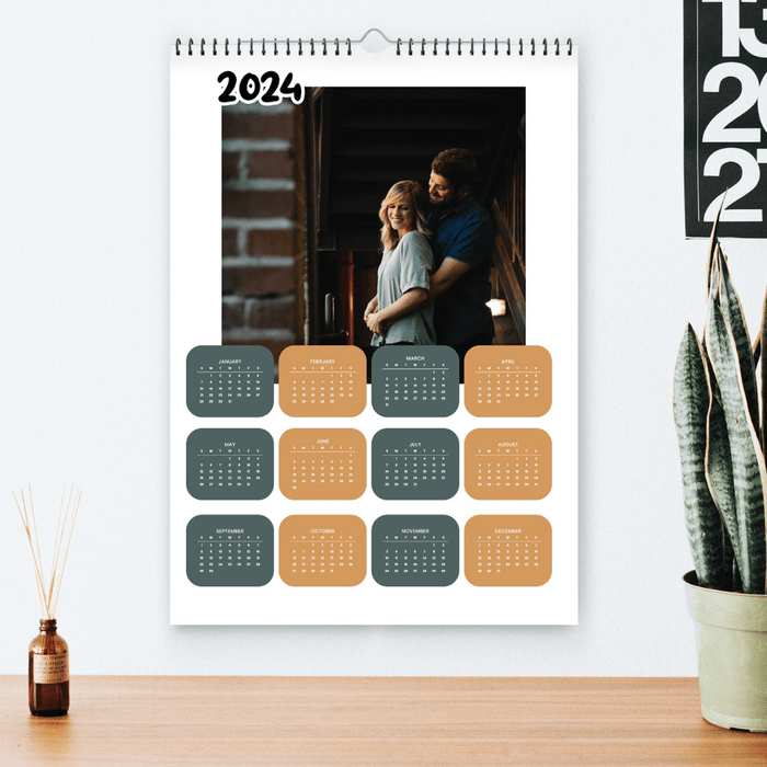 2024 A3 Size Poster Calendar with Couple Photo - Wall Hanging Yearly Planner