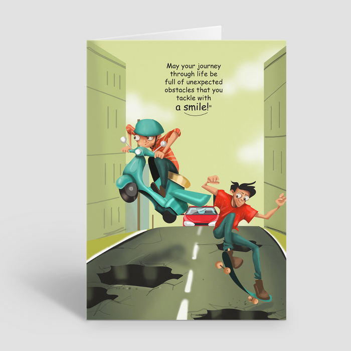 Obstacle Smiles - Encouragement and Adventure Spoof Greeting Card