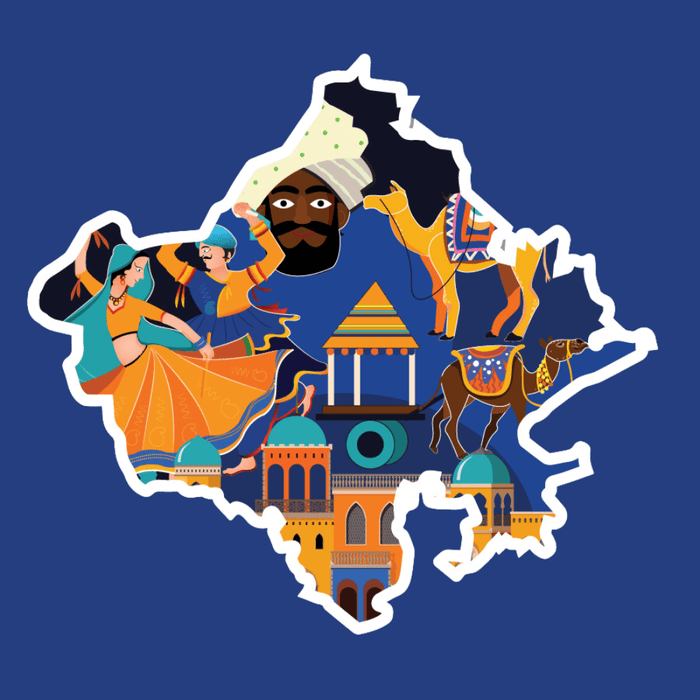 Rajasthan state doodle map sticker