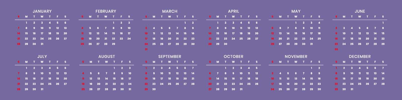 Modern Sleek Heart Bookmark Calendar