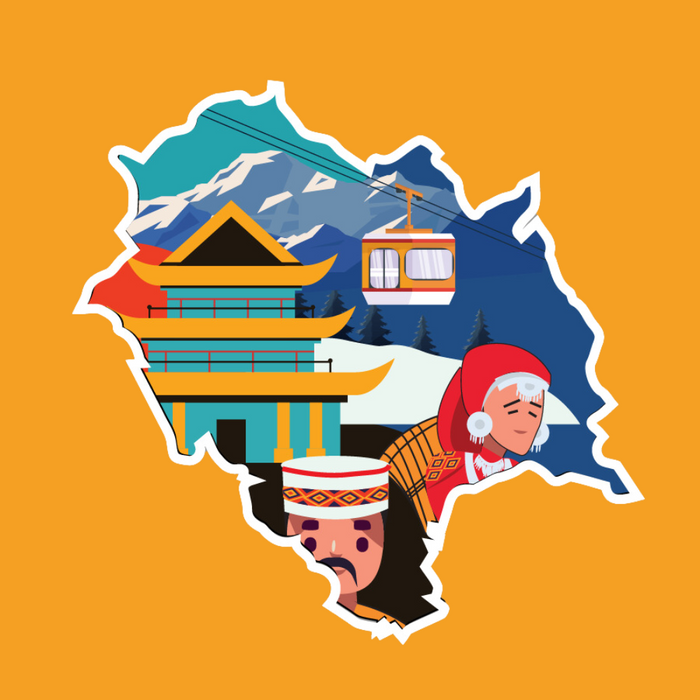Himachal Pradesh state doodle map sticker