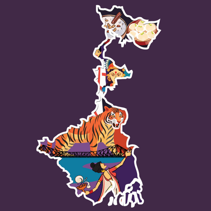 West Bengal state doodle map sticker