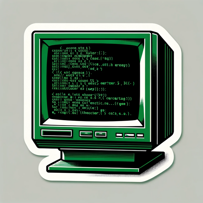 Classic green monochrome computer sticker