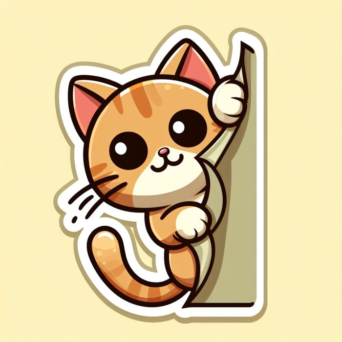 Curious cat peeking out sticker