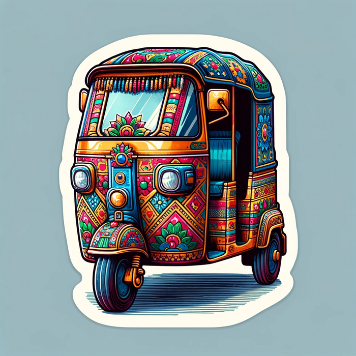 Indian colourful auto-rickshaw sticker