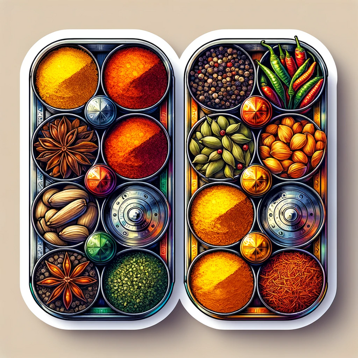 Indian spices in a Masala Dabba sticker