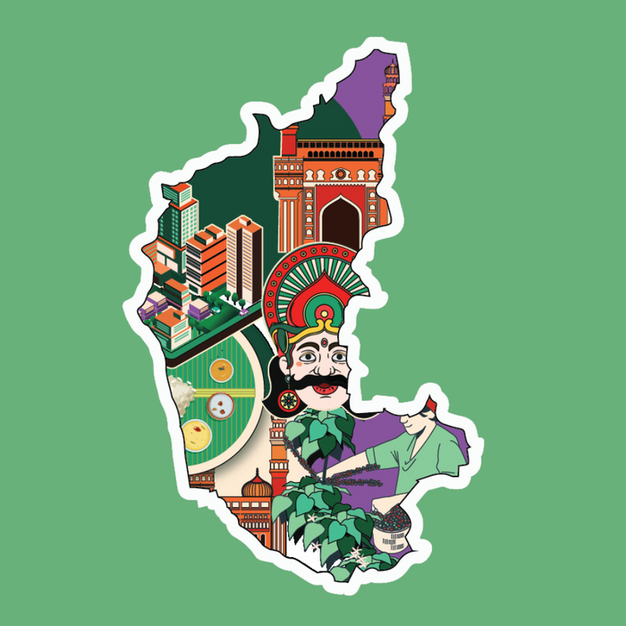 Karnataka state doodle map sticker