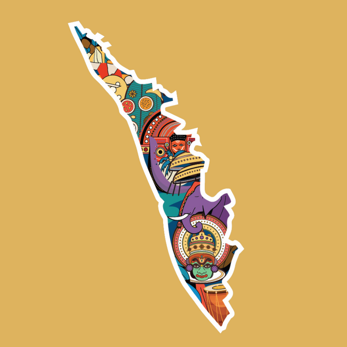 Kerala state doodle map sticker