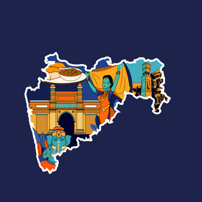 Maharashtra state doodle map sticker