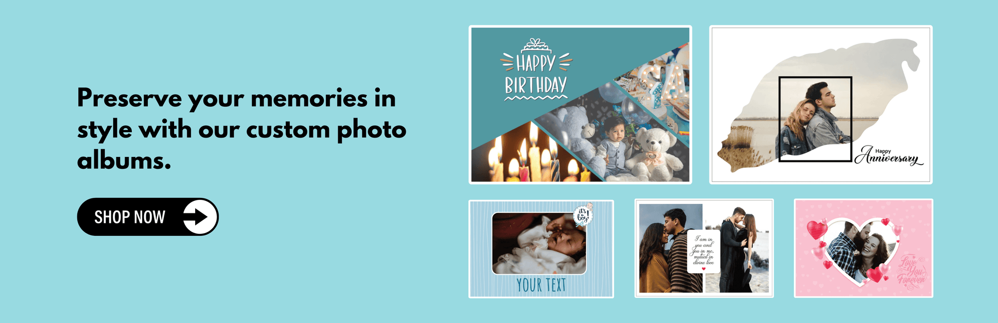 Preserve your memories in style with our custom photo albums.