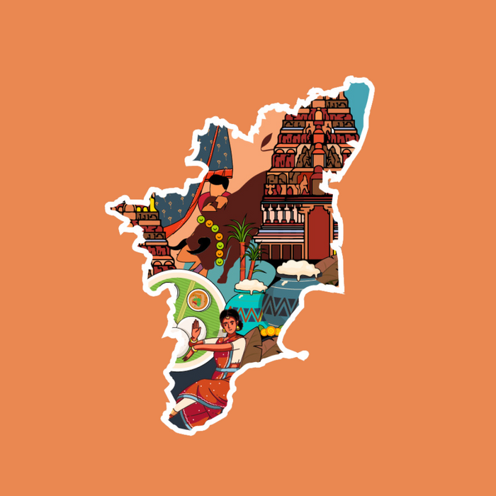 Tamil Nadu state doodle map sticker