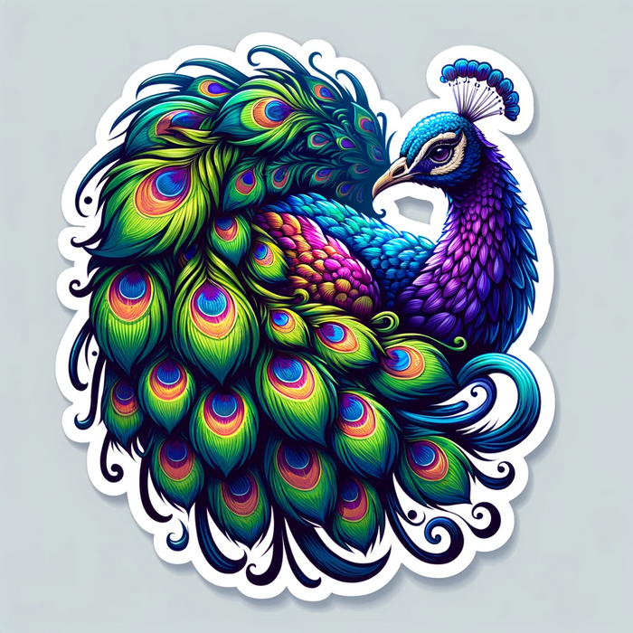Vibrant peacock sticker