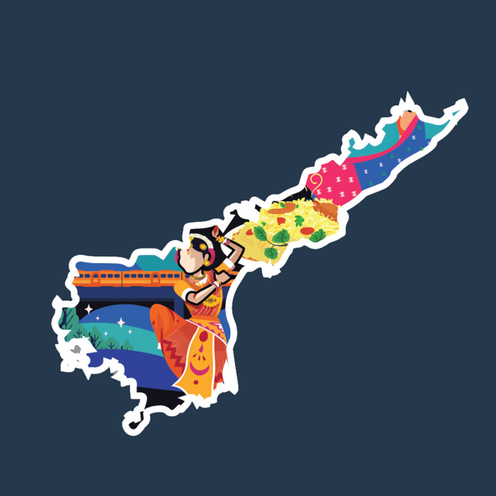 Andhra Pradesh state doodle map sticker