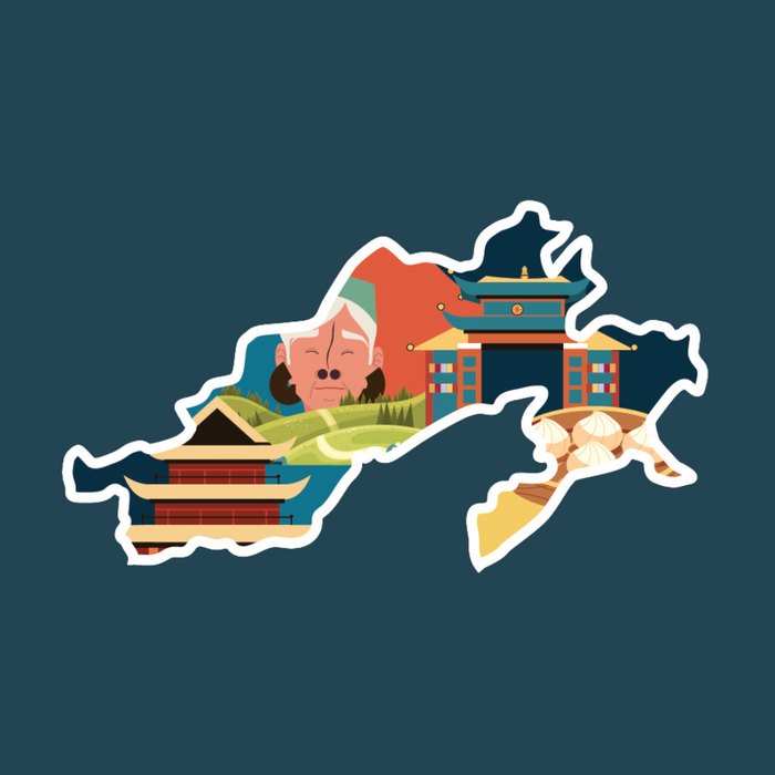 Arunachal Pradesh state doodle map sticker