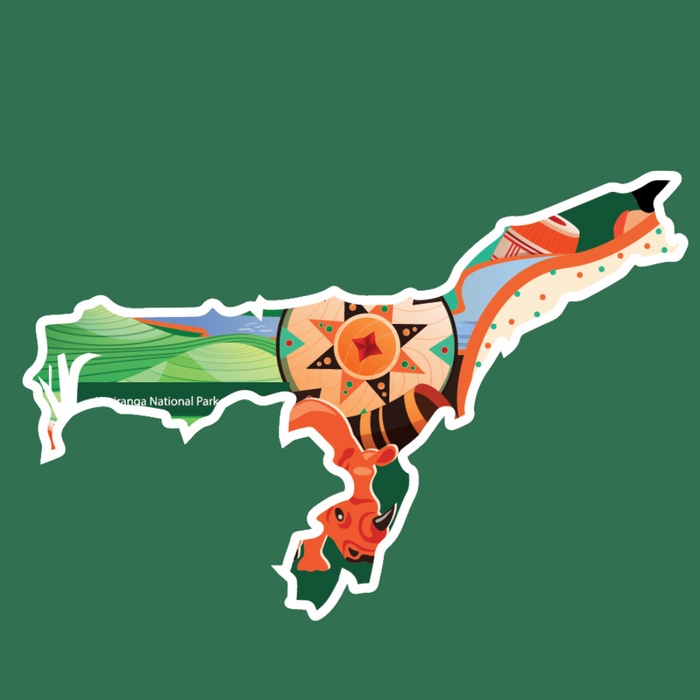 Assam state doodle map sticker