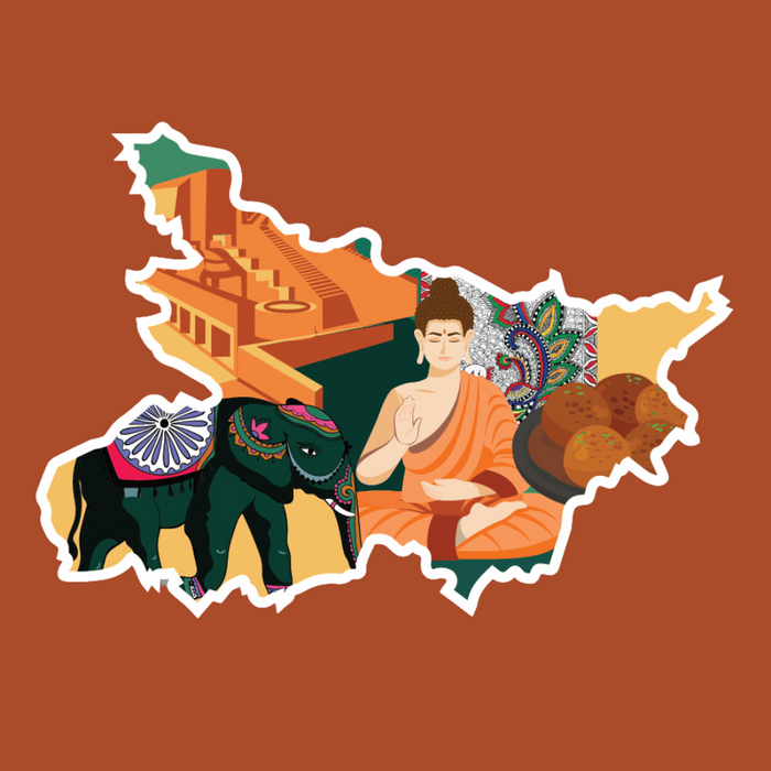 Bihar state doodle map sticker