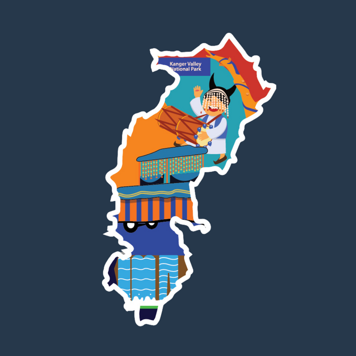 Chhattisgarh state doodle map sticker