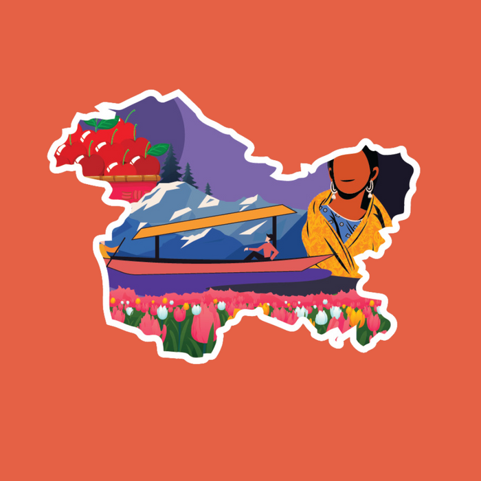 Jammu & Kashmir state doodle map sticker