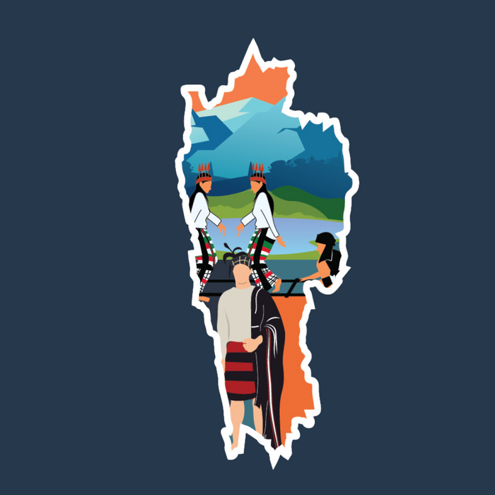 Mizoram state doodle map sticker