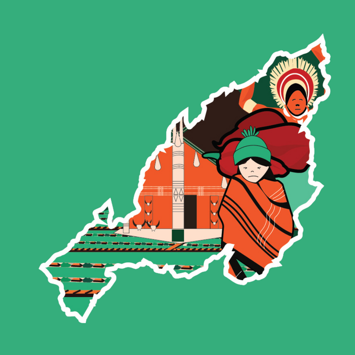 Nagaland state doodle map sticker