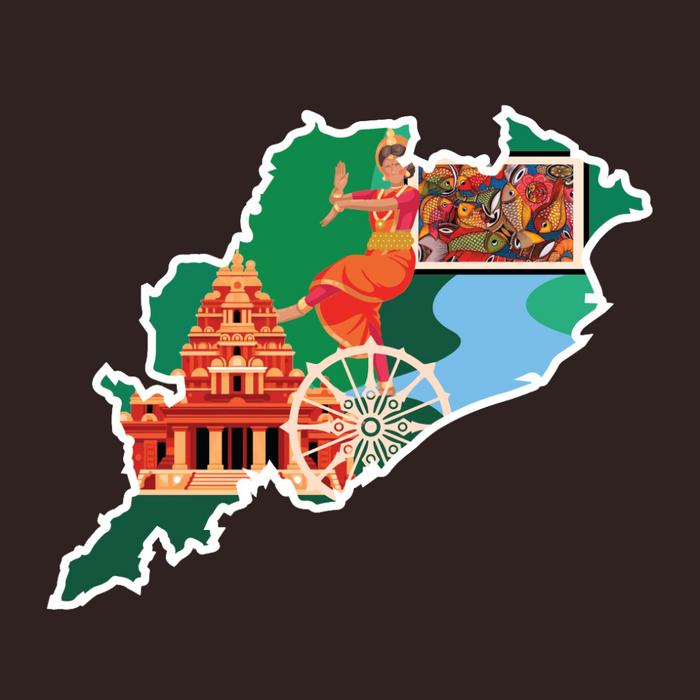 Odisha state doodle map sticker