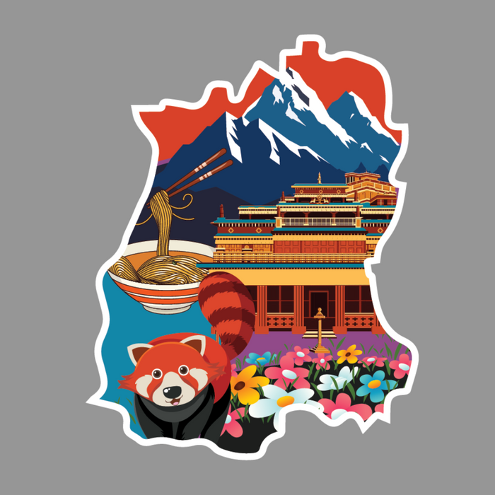 Sikkim state doodle map sticker