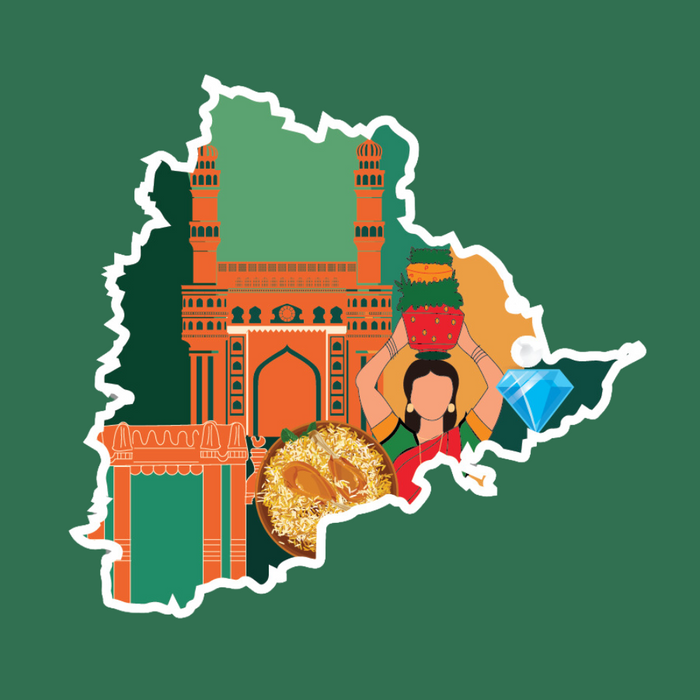 Telangana state doodle map sticker