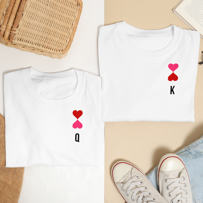 King Queen and Heart Couple T-Shirt