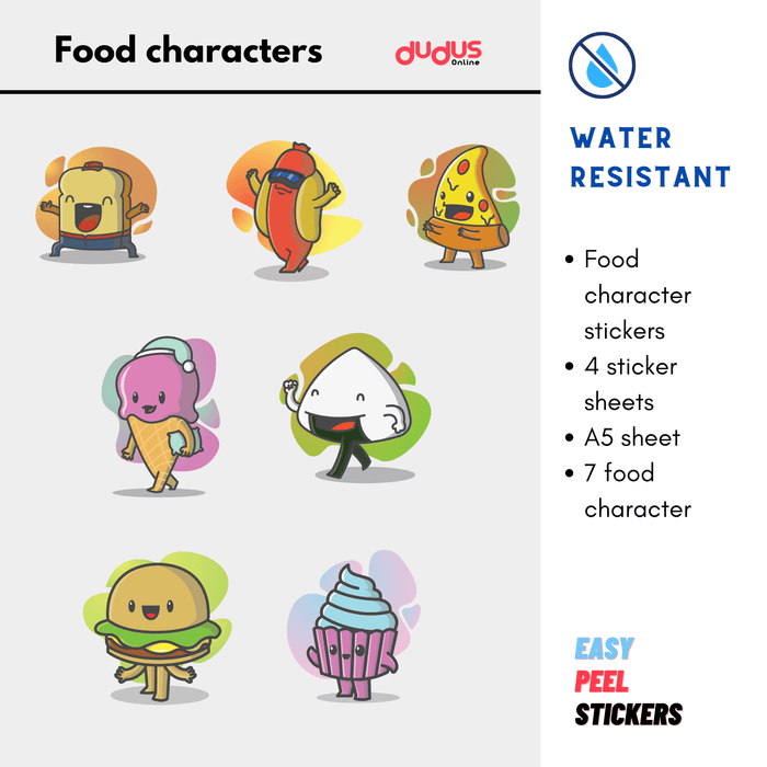 Food characters sticker sheet