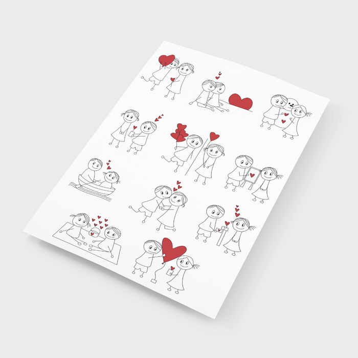 Couple doodle sticker sheet