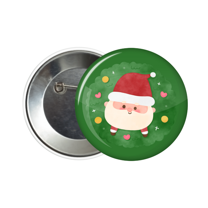 Santa and Christmas tree button badge