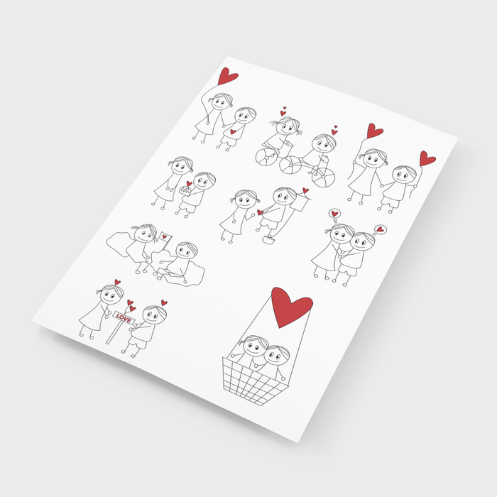 Couple doodle sticker sheet