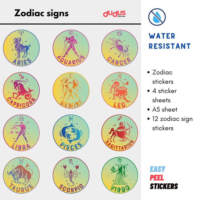 Zodiac sign sticker sheet