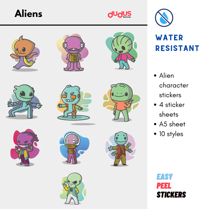 Alien characters sticker sheet