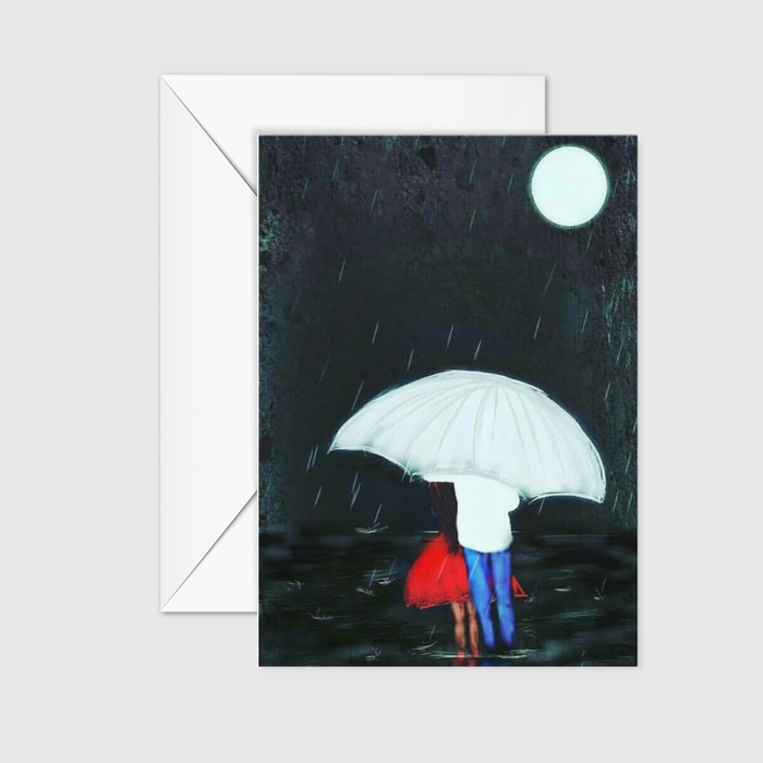 Love in the rain greeting cards by Tantillaa