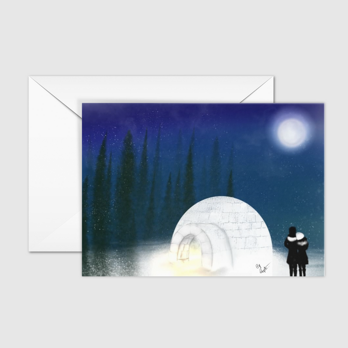Snow and moon postcard by Tantillaa