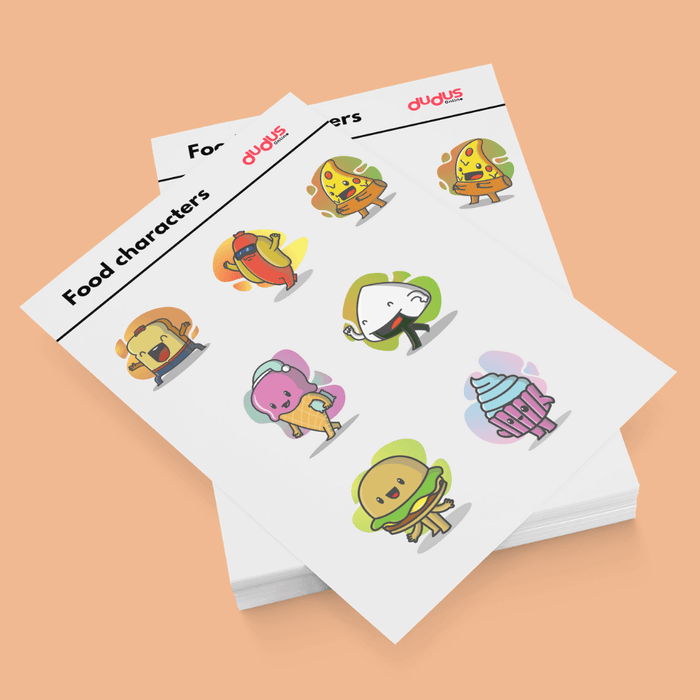 Food characters sticker sheet