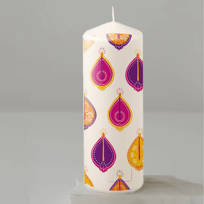Diya light design printed candle - Dudus Online
