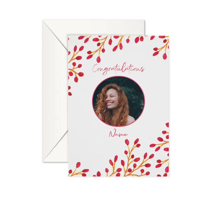 Congratulations card red flowers - Dudus Online