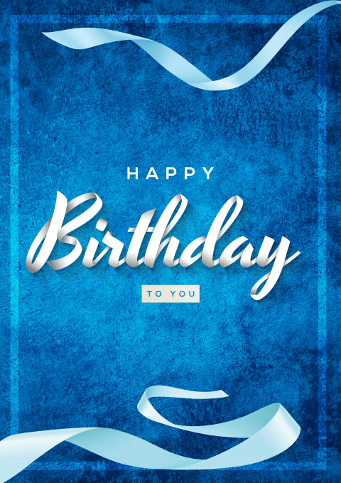 Blue matte birthday card - Dudus Online