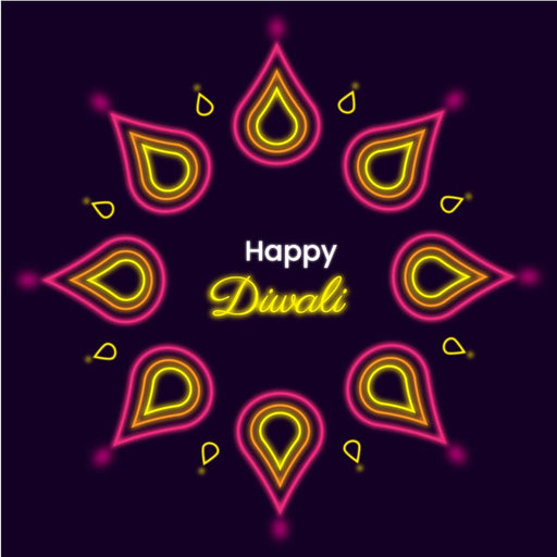 Happy Diwali pink rangoli neon - Dudus Online
