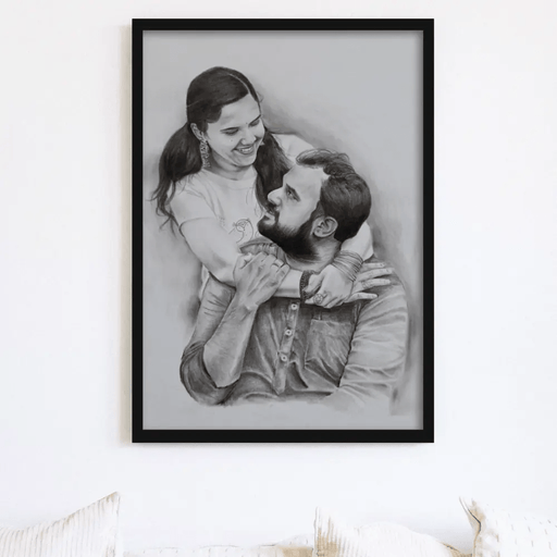 Couple pencil drawing black and white - Dudus Online