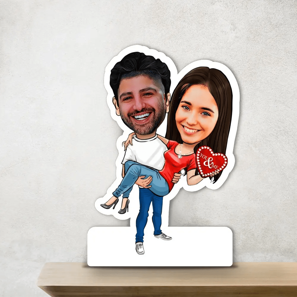 Buy Giftsoffluv personalized caricature gifts with photo and message on  Wooden Stand, Gifts for Him, Her, Birthday, Anniversary,Wedding gifts,  Special Occasion, Acrylic - 8x3 inch 007 Online at desertcartINDIA